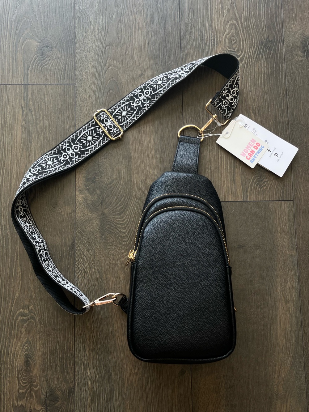 Ahdorned Leather Crossbody Sling Bag